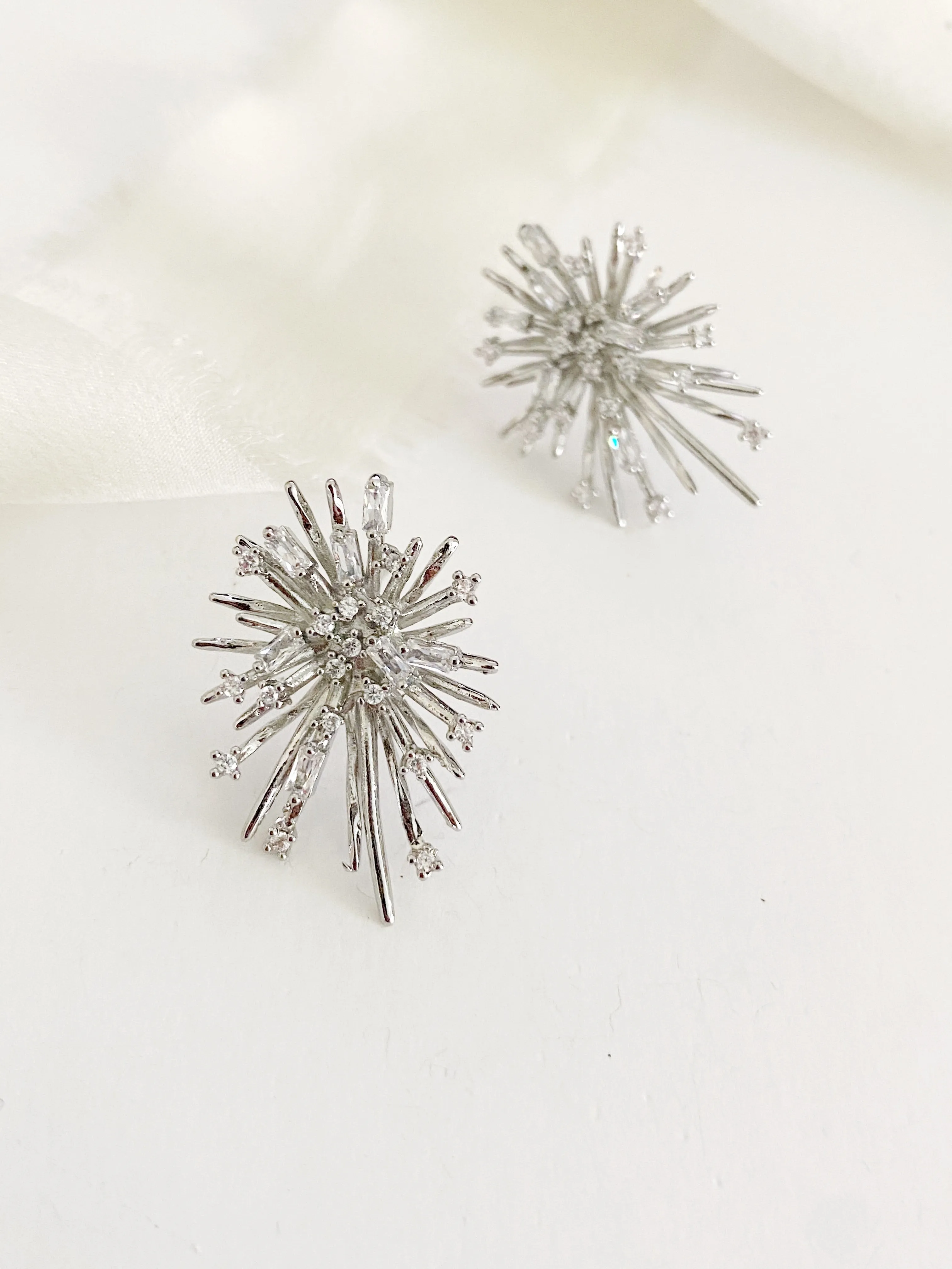 Yanna Silver Statement Stud Wedding Earrings