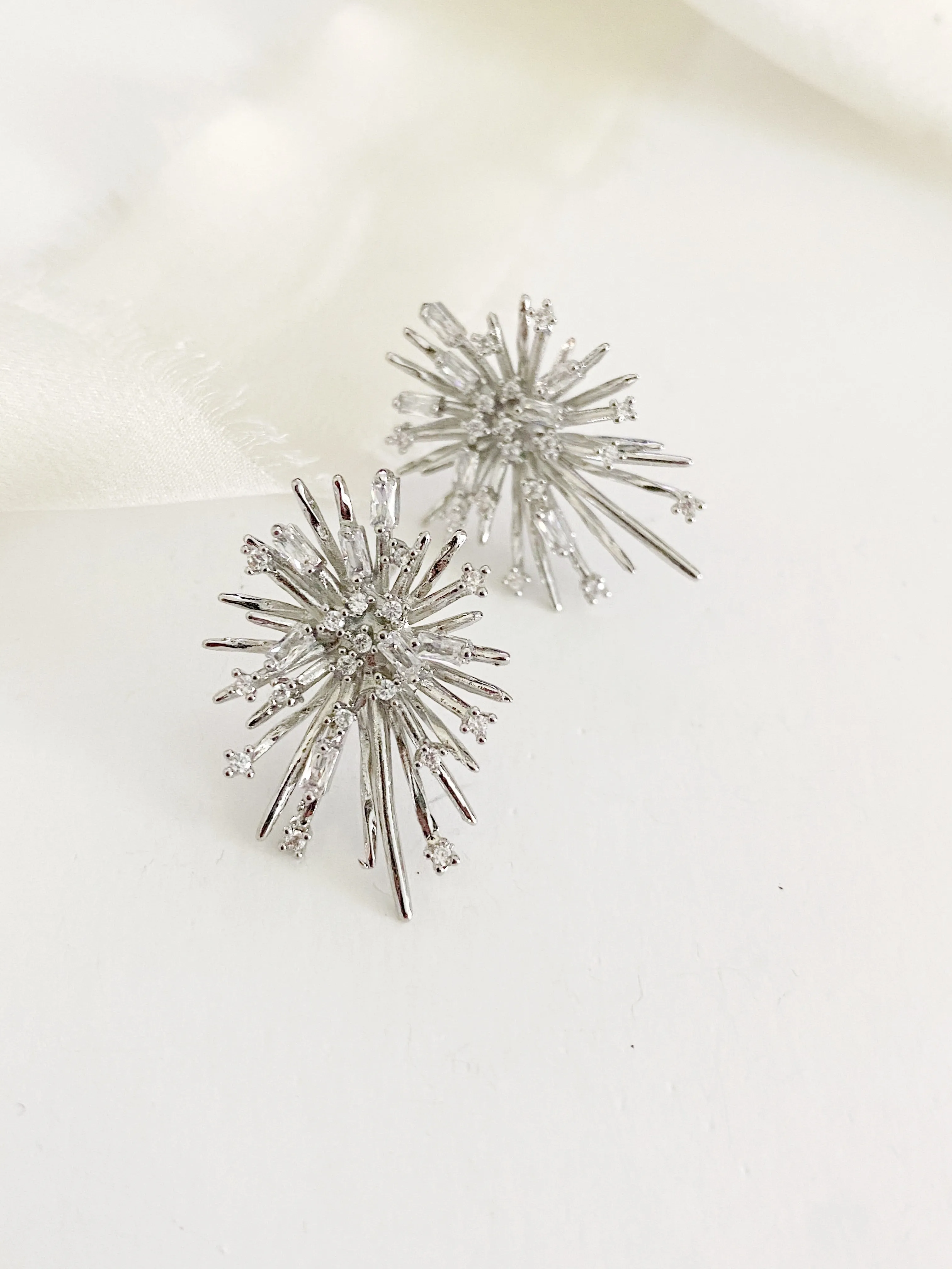 Yanna Silver Statement Stud Wedding Earrings