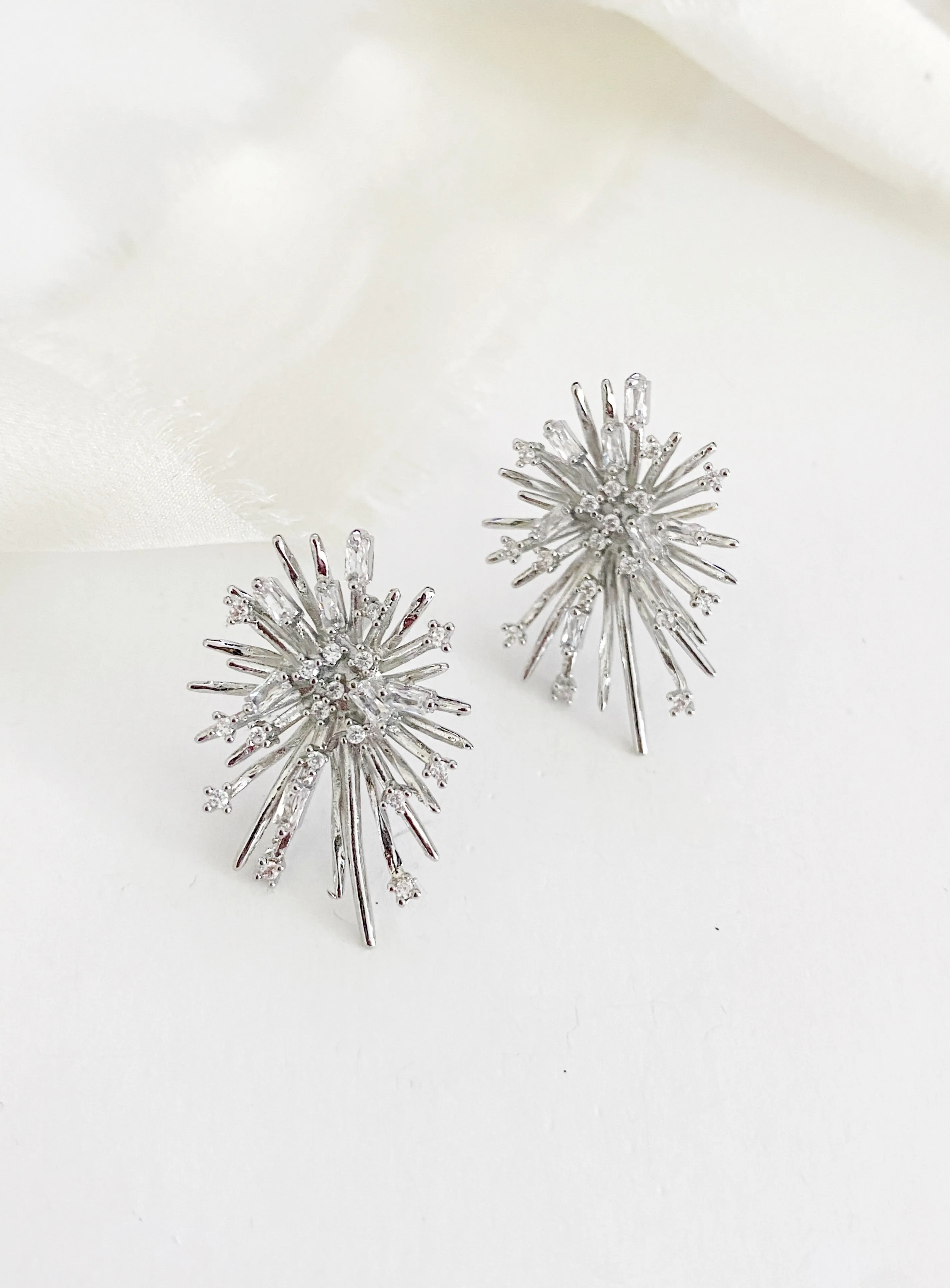 Yanna Silver Statement Stud Wedding Earrings