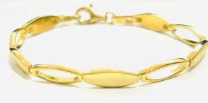Yellow Gold Satin And Polished Open Oval Bracelet