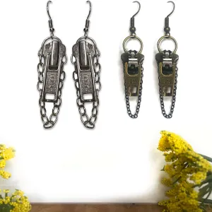 Zipper pull Handmade earrings, unique upcycled earrings
